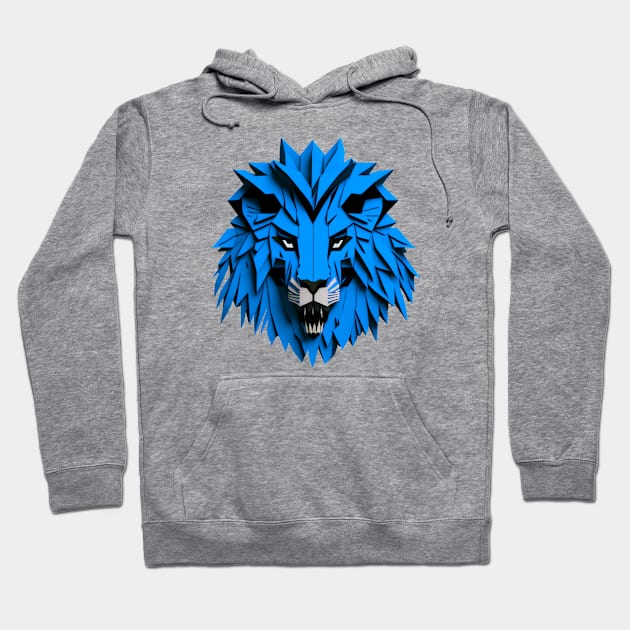 Origami Blue Lion Hoodie by Squidoink